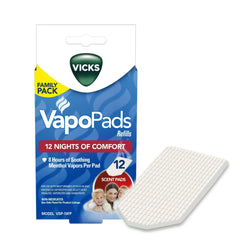 Vicks Vapo Pads Soothing Menthol, Sinus or Allergy Relief, 12 Pack