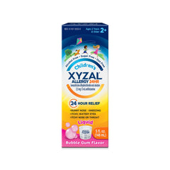 Xyzal Children's 24 Hour Allergy Relief Medicine for Kids, Levocetirizine Dihydrochloride Liquid Antihistamine, Bubble Gum, 5 Fl. oz.