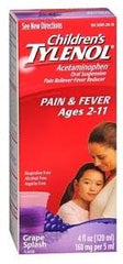 TYLENOL Children's Oral Suspension Grape Splash Flavor 4 oz (Pack of 4)