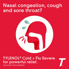 Tylenol Cold + Flu Severe Caplets for Multi-Symptom & Pain Relief, 24 Ct.