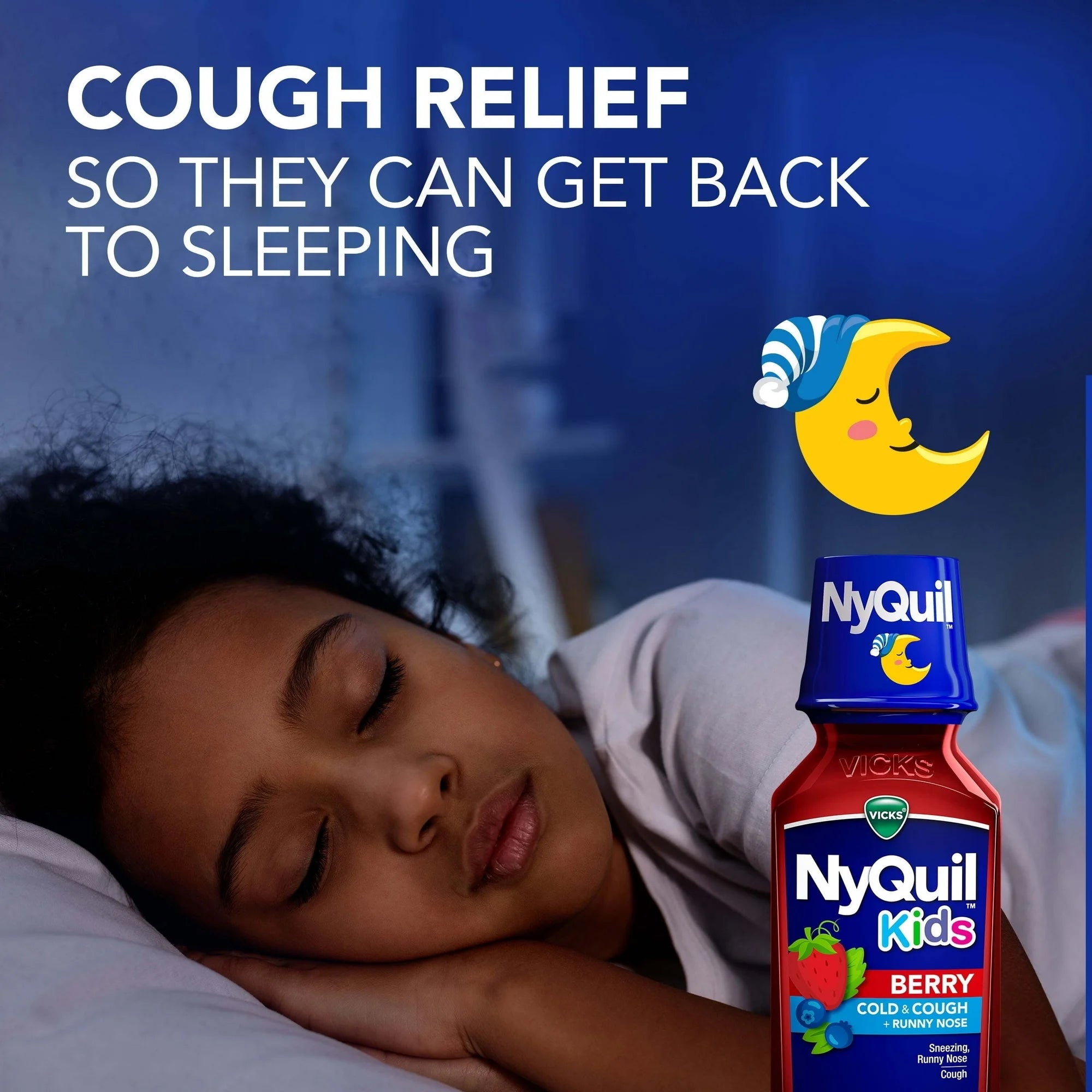 Vicks NyQuil Kids Cold and Cough Liquid, Cold Medicine for Children, Berry, 8 Fl oz