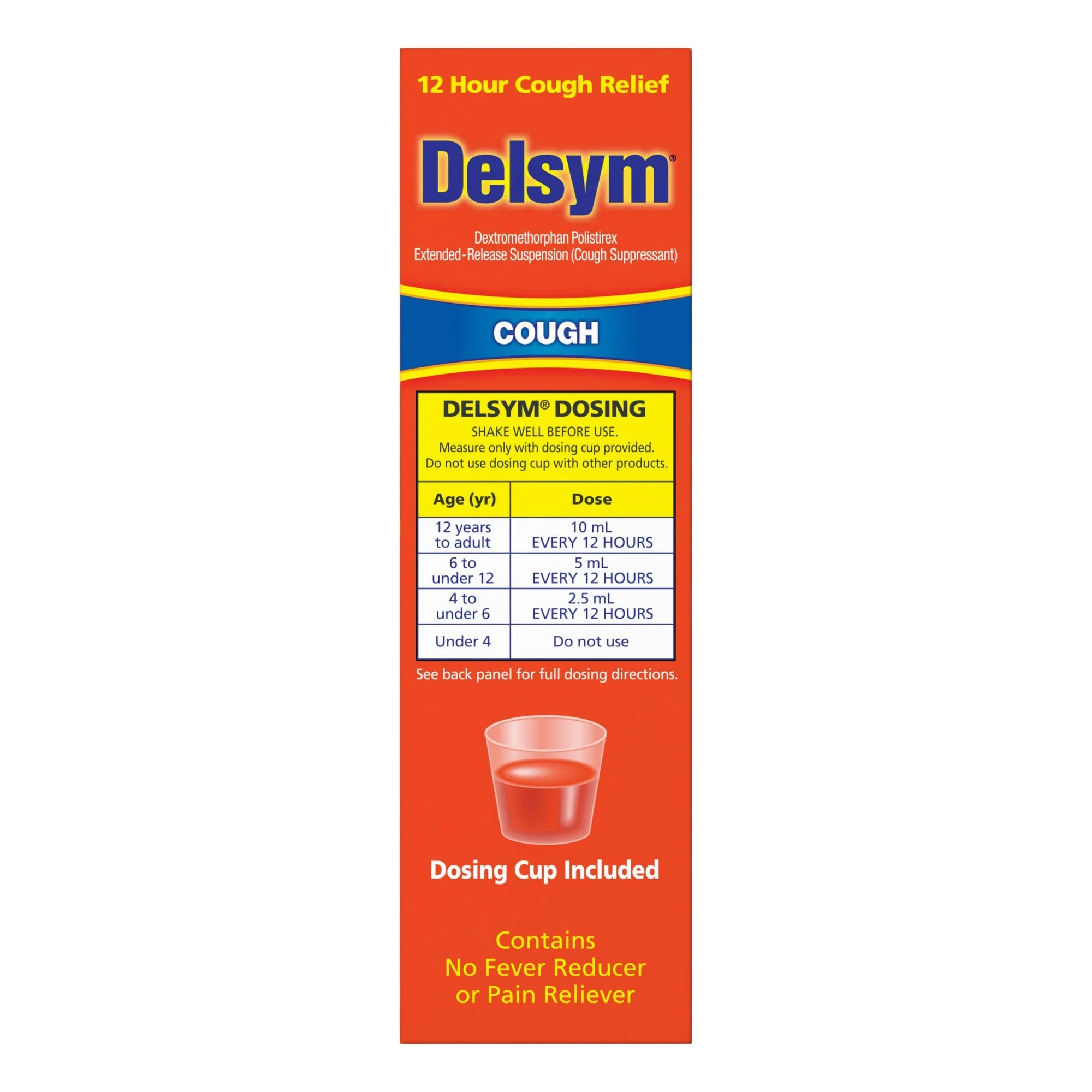 Delsym Adult 12 hour Cough Relief Medicine, Powerful Cough Relief for 12 Good Hours, Cough Suppressing Liquid, #1 Pharmacist Recommended, Orange Flavor, 5 Fl Oz
