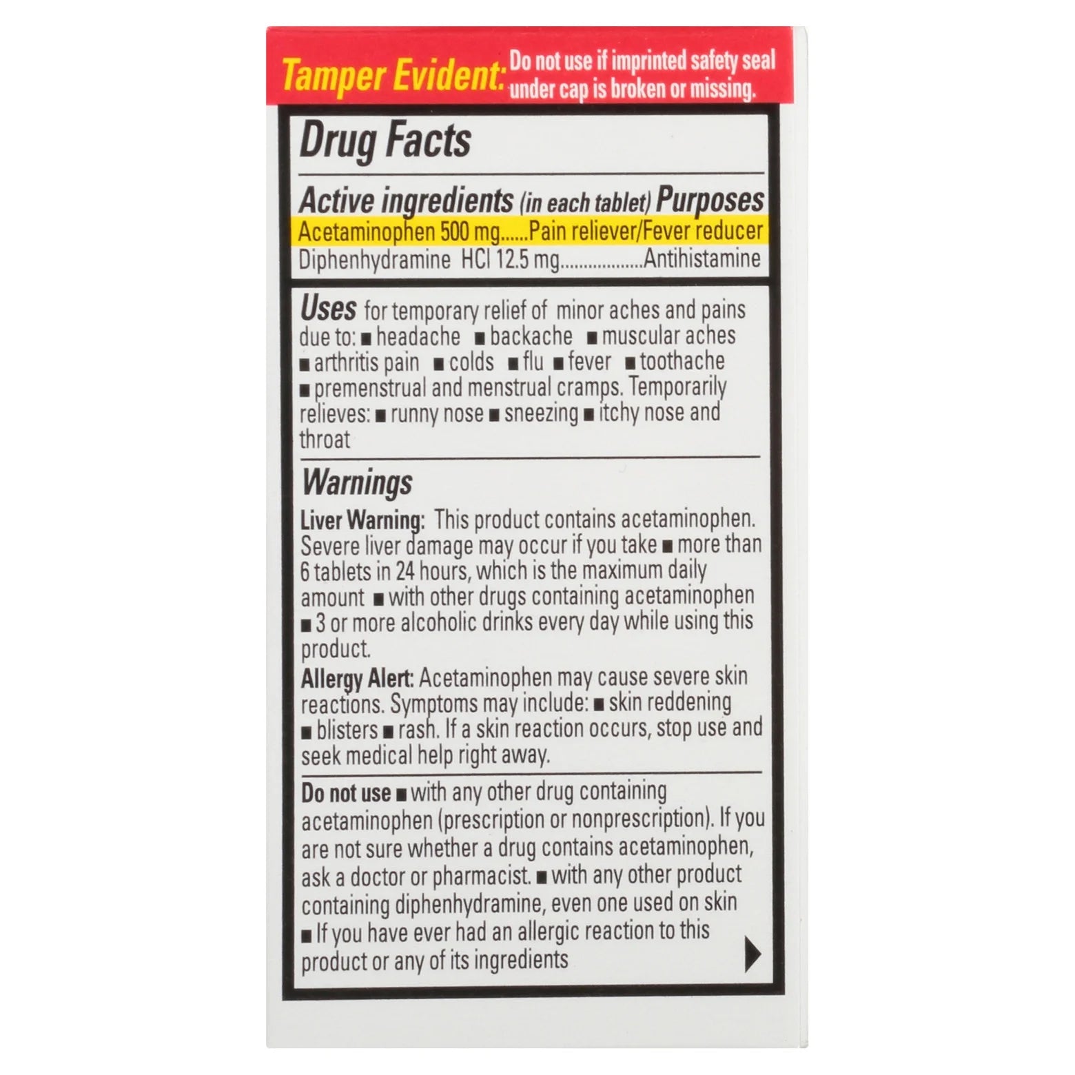 Percogesic Extra Strength Pain Relief, Aspirin Free Fast Acting Relief, Acetaminophen and Diphenhydramine, 40 Tablets