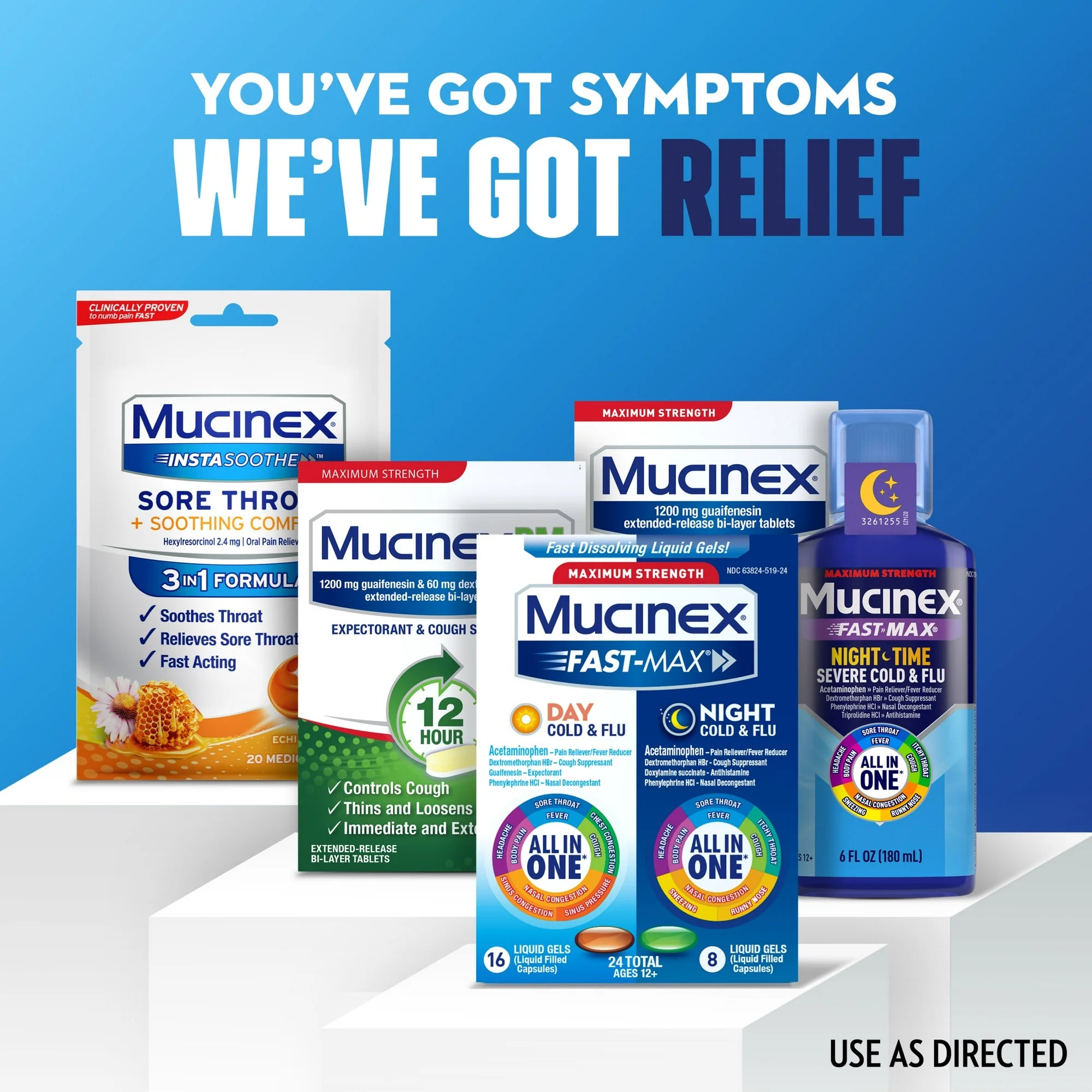 Mucinex Fast-Max Day Cold & Flu & Night Cold & Flu Medicine, OTC Cough Relief, 24 Liquid Gels