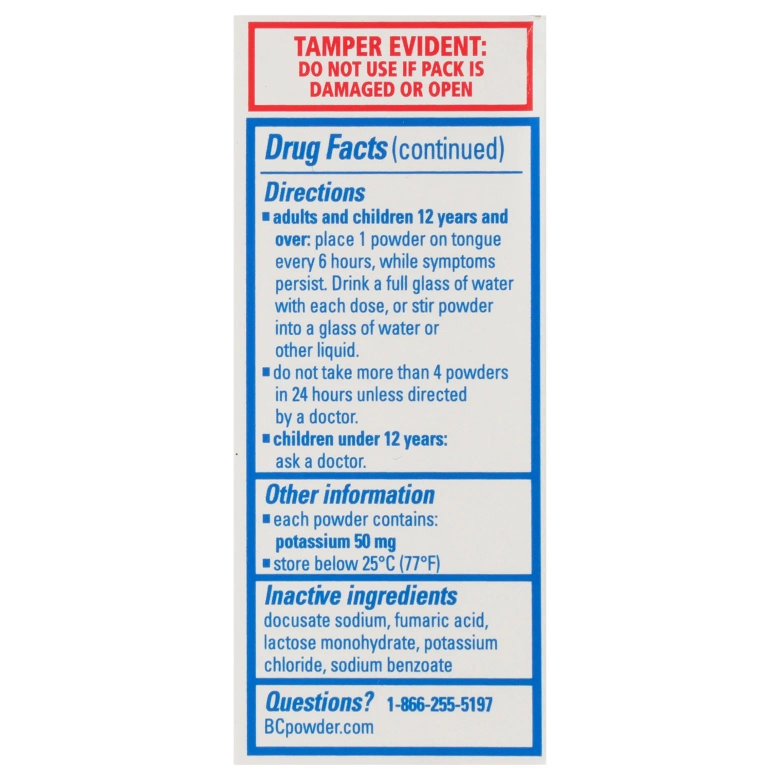 BC Powder Original Strength Pain Reliever, Aspirin Dissolve Packs, Body Aches & Pains Relief, 50 Ct