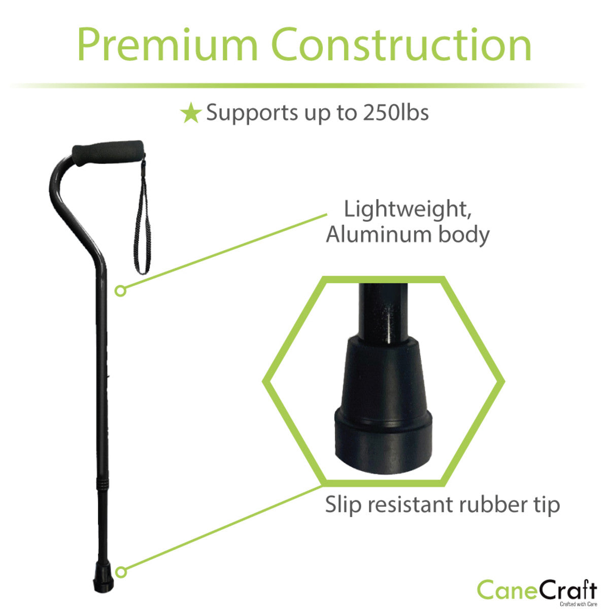 CaneCraft Offset Handle Cane Black