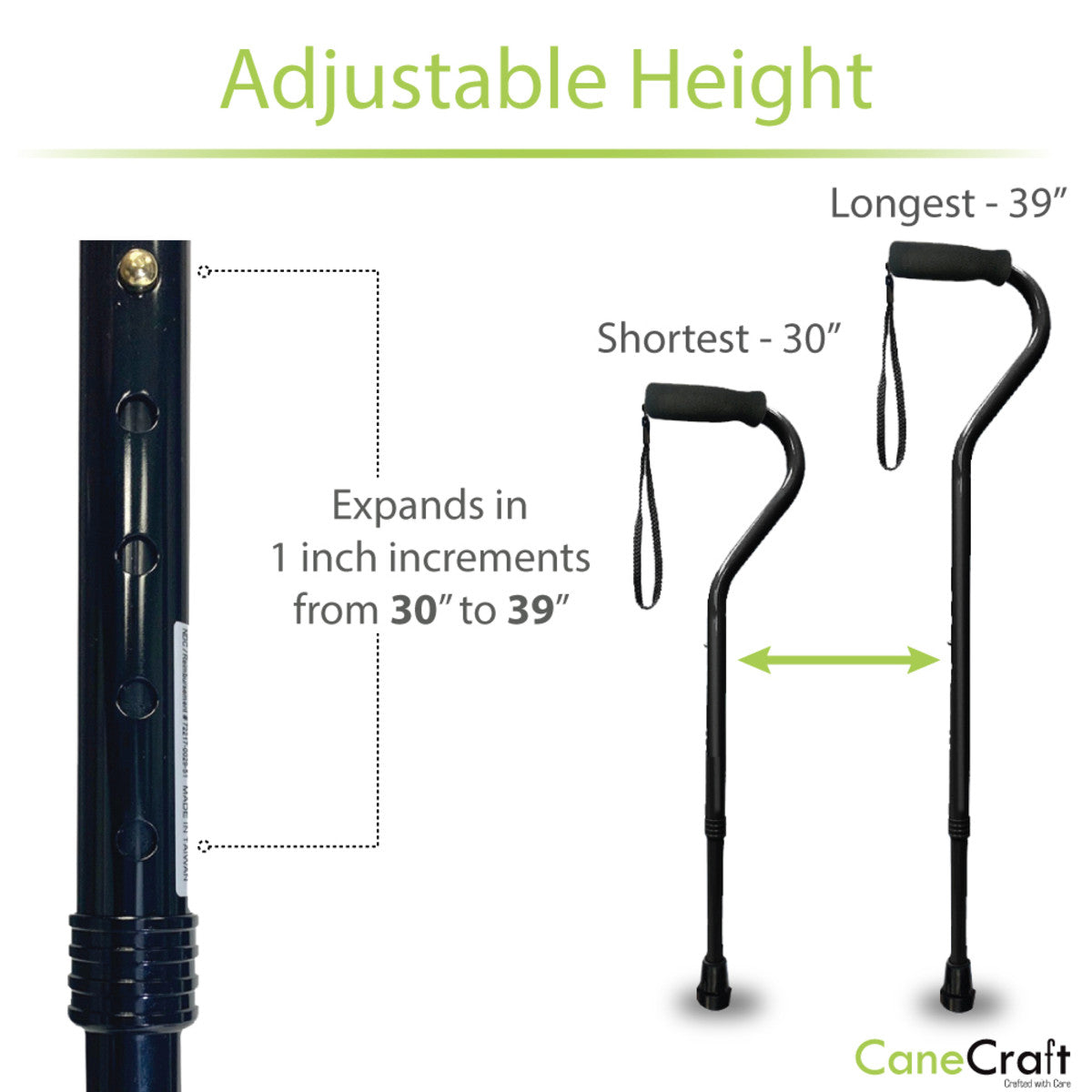 CaneCraft Offset Handle Cane Black