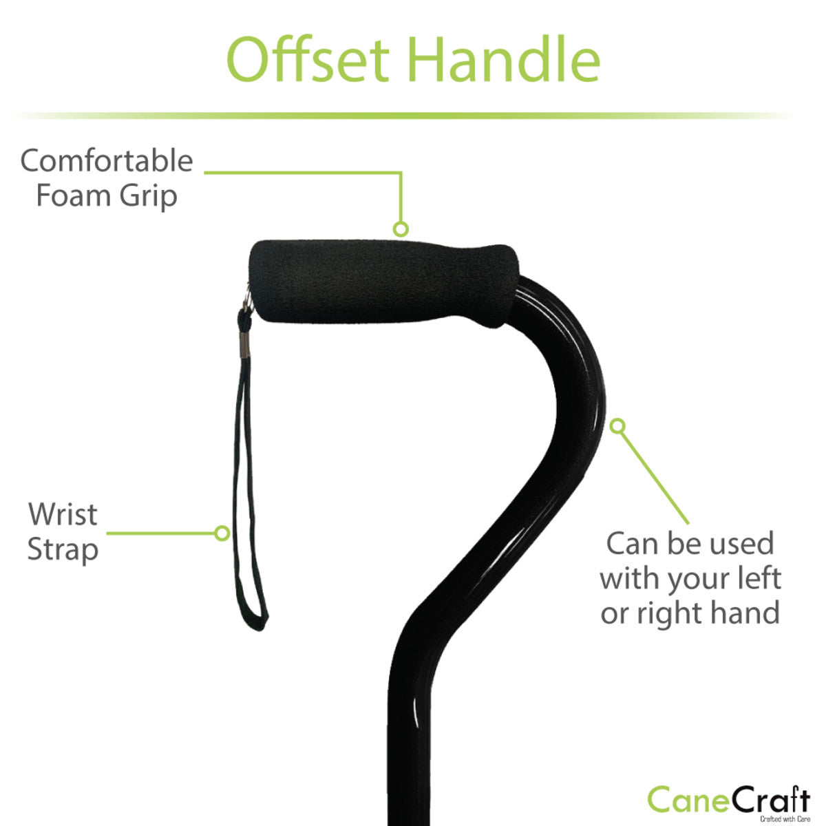 CaneCraft Offset Handle Cane Black