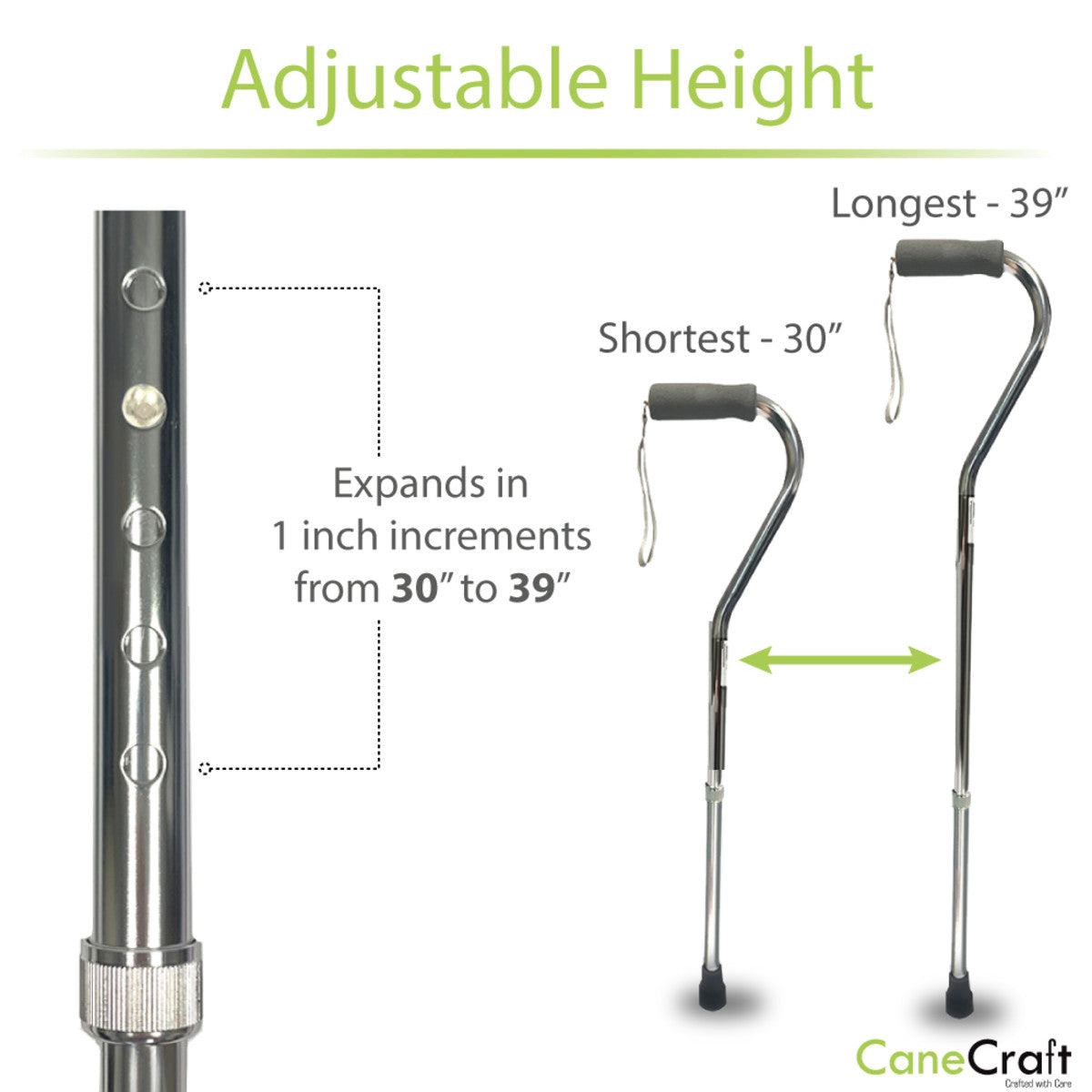 CaneCraft Offset Handle Cane Silver