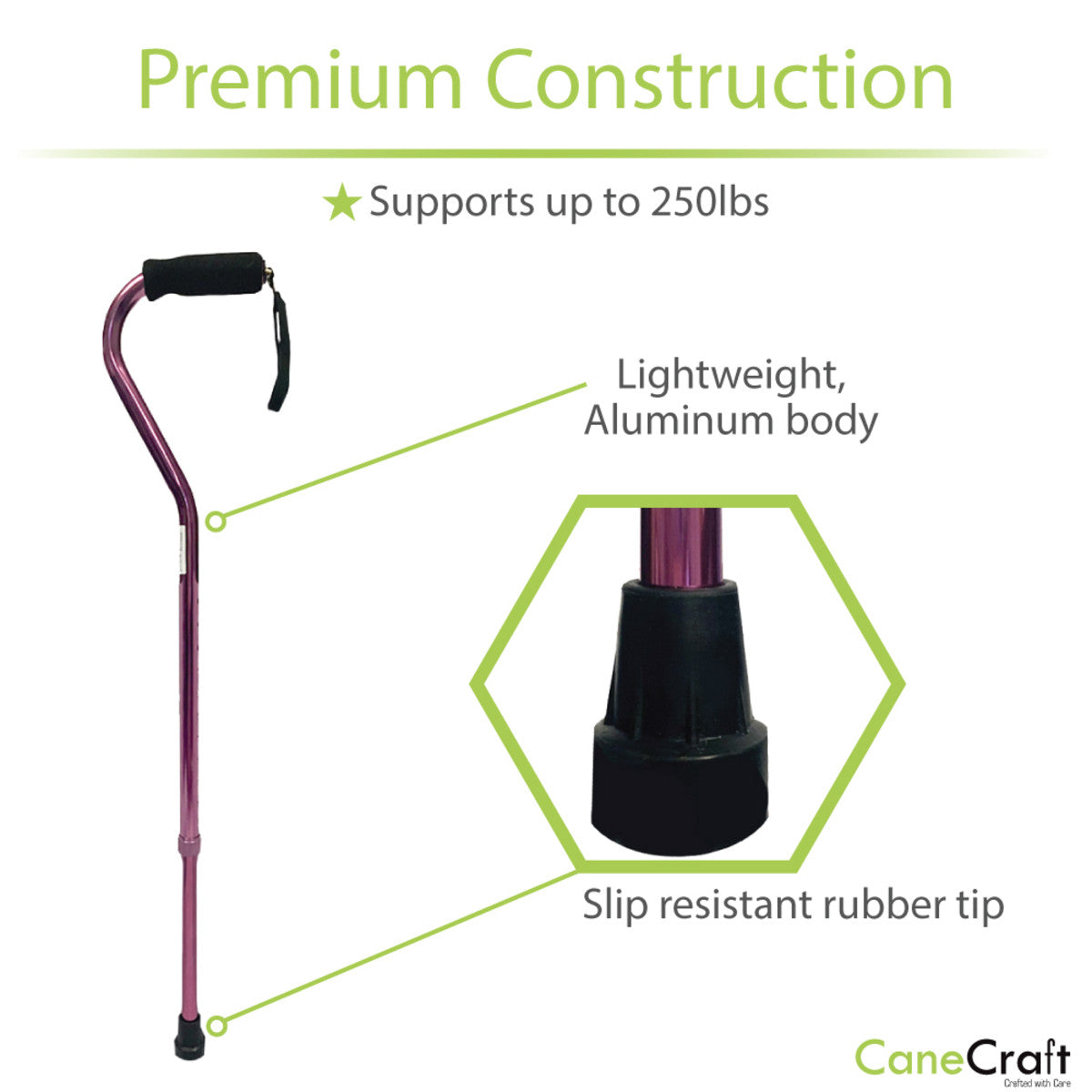 CaneCraft Offset Handle Cane Red