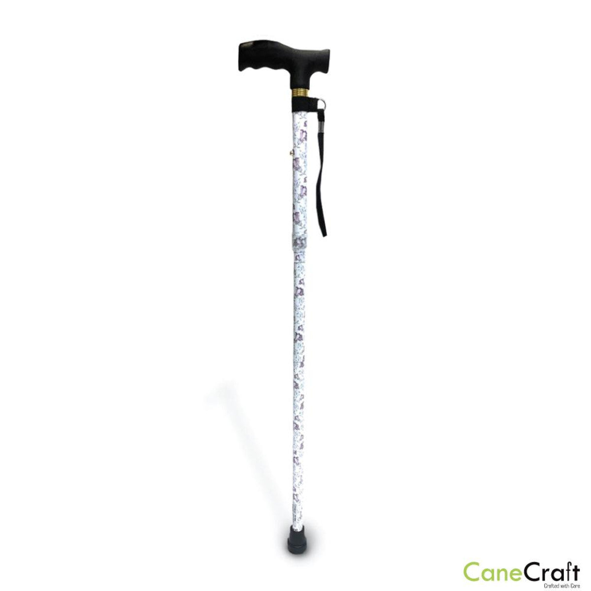 CaneCraft Folding Cane with Plastic Handle, Purple Blossom