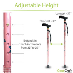 CaneCraft Folding Cane with Plastic Handle, Pink Bouquet
