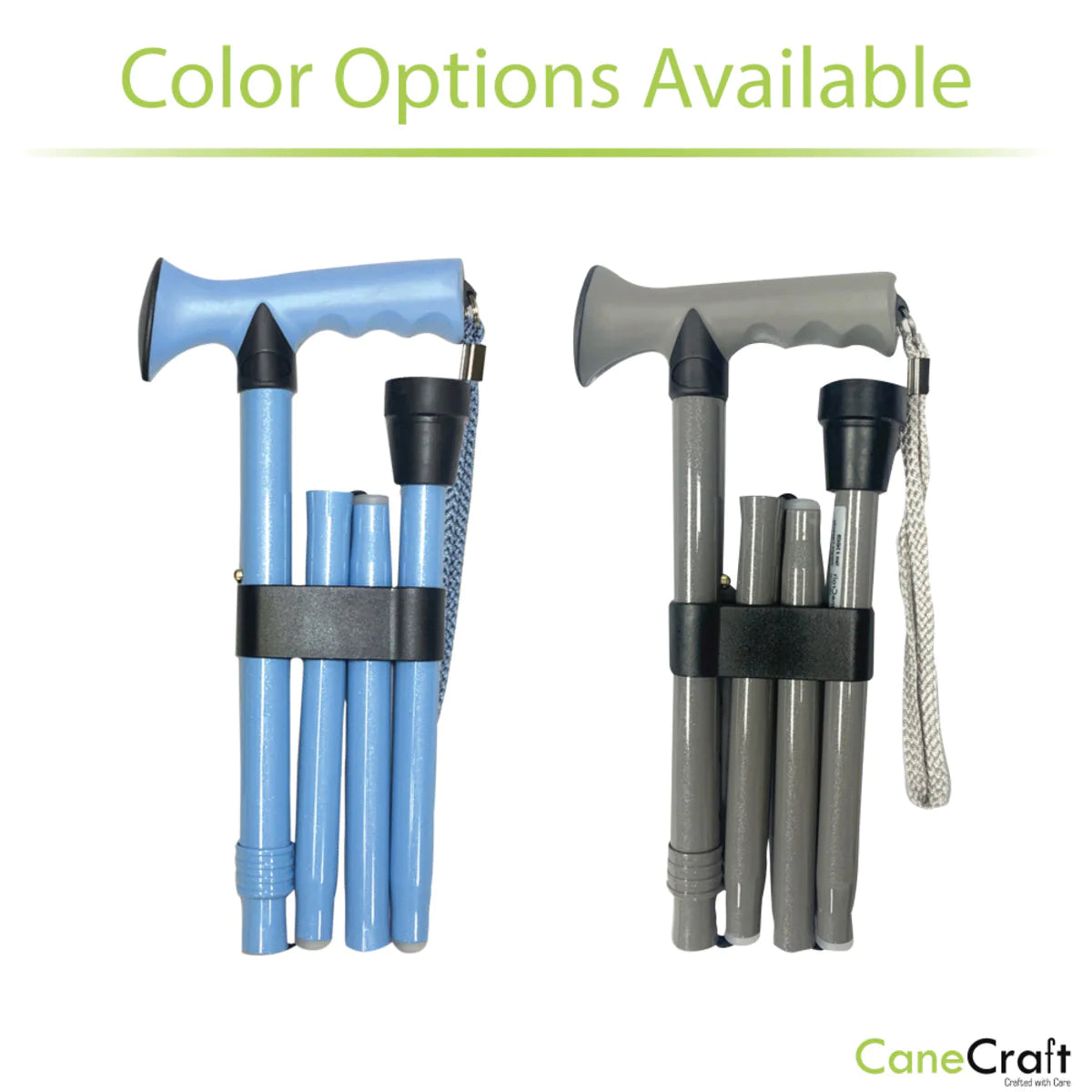 CaneCraft Folding Cane with TPR Handle, Pearl Grey