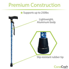 CaneCraft Folding Cane with Plastic Handle, Blue Camo