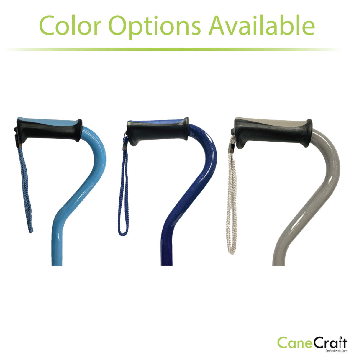 CaneCraft Offset Cane with TPR Handle, Pearl Grey
