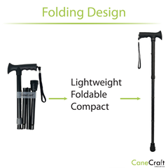 CaneCraft Folding Cane with TPR Handle, Black