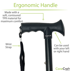CaneCraft Folding Cane with TPR Handle, Black