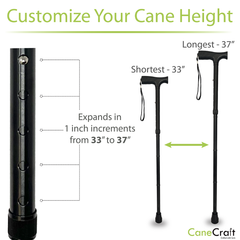 CaneCraft Folding Cane with Non-Slip Plastic Handle, Black