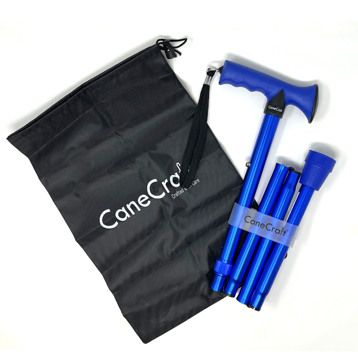CaneCraft Folding Cane with TPR Handle, Blue