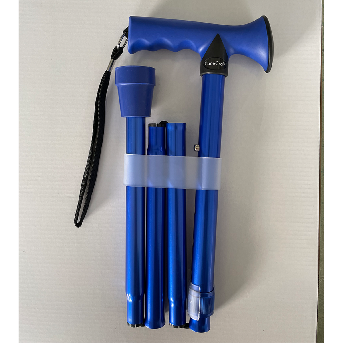 CaneCraft Folding Cane with TPR Handle, Blue
