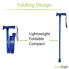 CaneCraft Folding Cane with TPR Handle, Blue