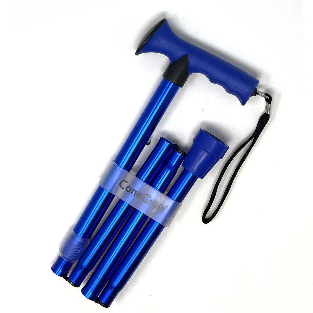 CaneCraft Folding Cane with TPR Handle, Blue