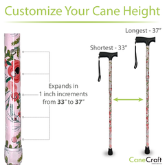 CaneCraft Folding Cane with Non-Slip Plastic Handle, Purple Floral