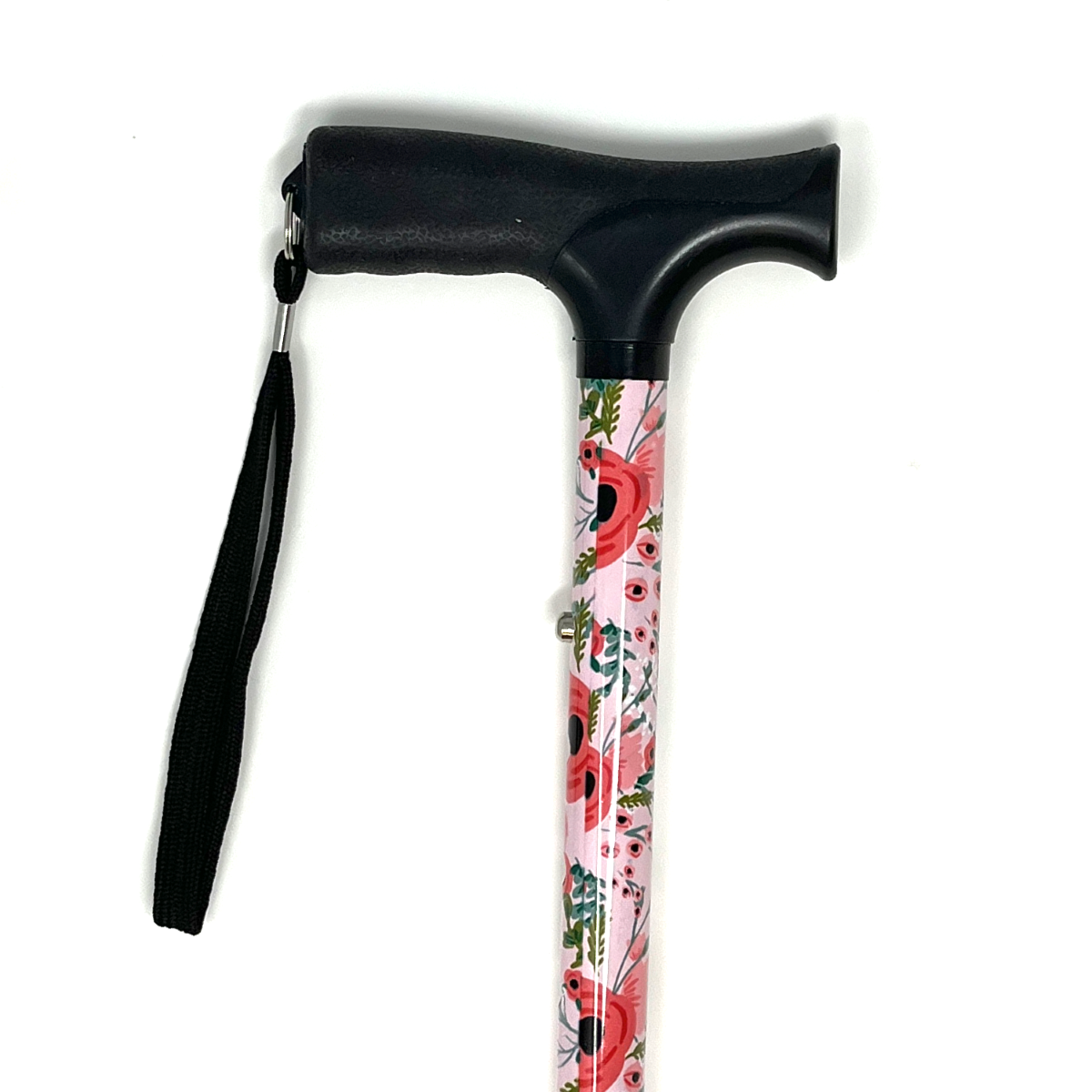 CaneCraft Folding Cane with Non-Slip Plastic Handle, Purple Floral