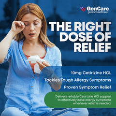 GenCare 24 Hour Allergy Relief Tablets Antihistamine Cetirizine HCl 10 mg