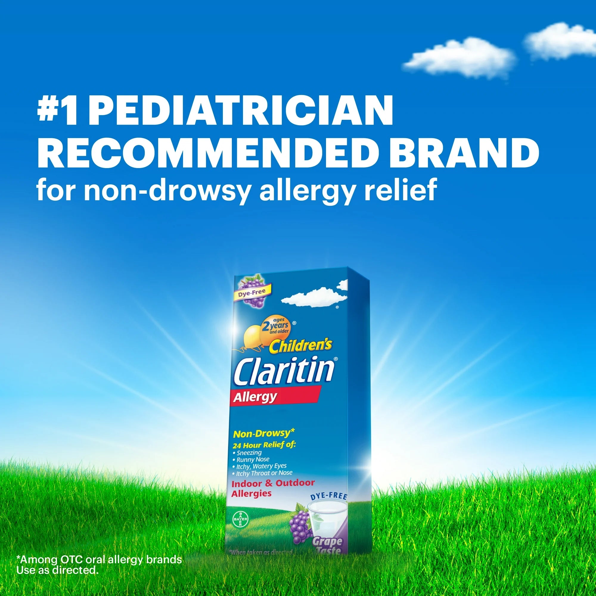 Claritin Non-Drowsy Allergy Medicine for Kids, Loratadine Antihistamine Grape Syrup, 4 fl oz