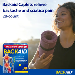 Backaid Maximum Strength Back Pain Reliever, 6-Hour Formula, Aspirin-Free Caplets, 28 Count