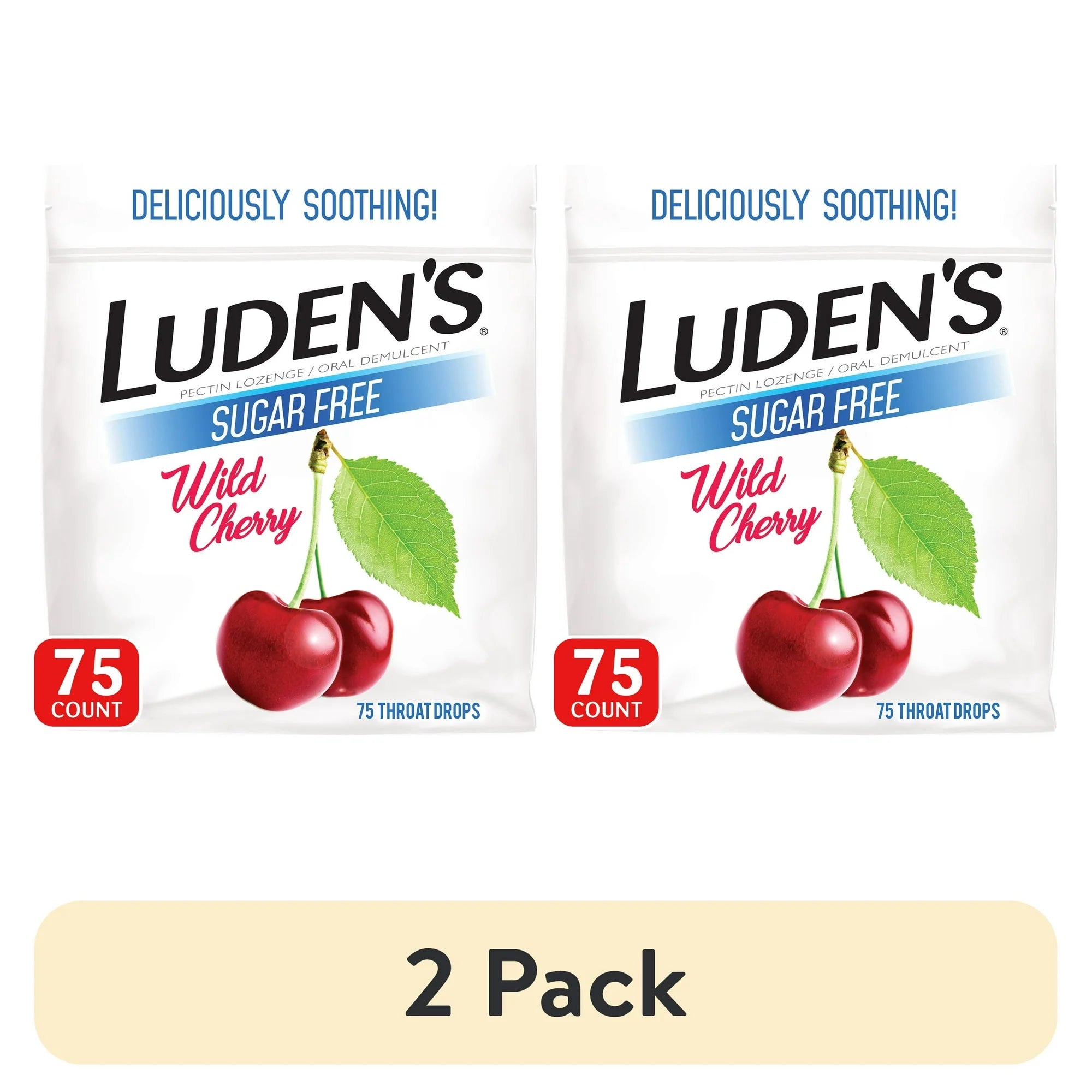 Luden's Sore Throat Drops, for Minor Sore Throat Relief, Sugar Free Wild Cherry Throat Remedy, 75 Ct