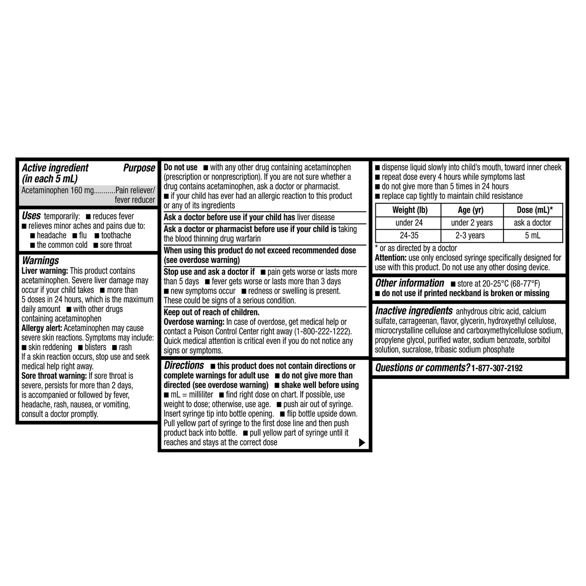 Parent's Choice Infants' Pain and Fever Acetaminophen, 160 mg, Grape, 2 fl oz