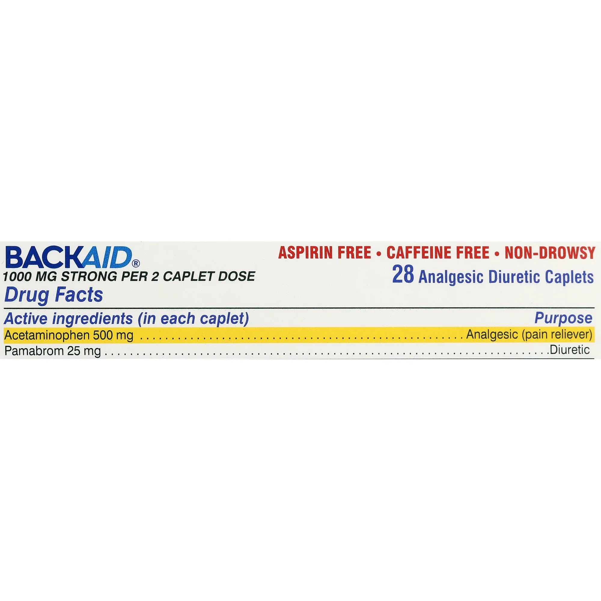 Backaid Maximum Strength Back Pain Reliever, 6-Hour Formula, Aspirin-Free Caplets, 28 Count