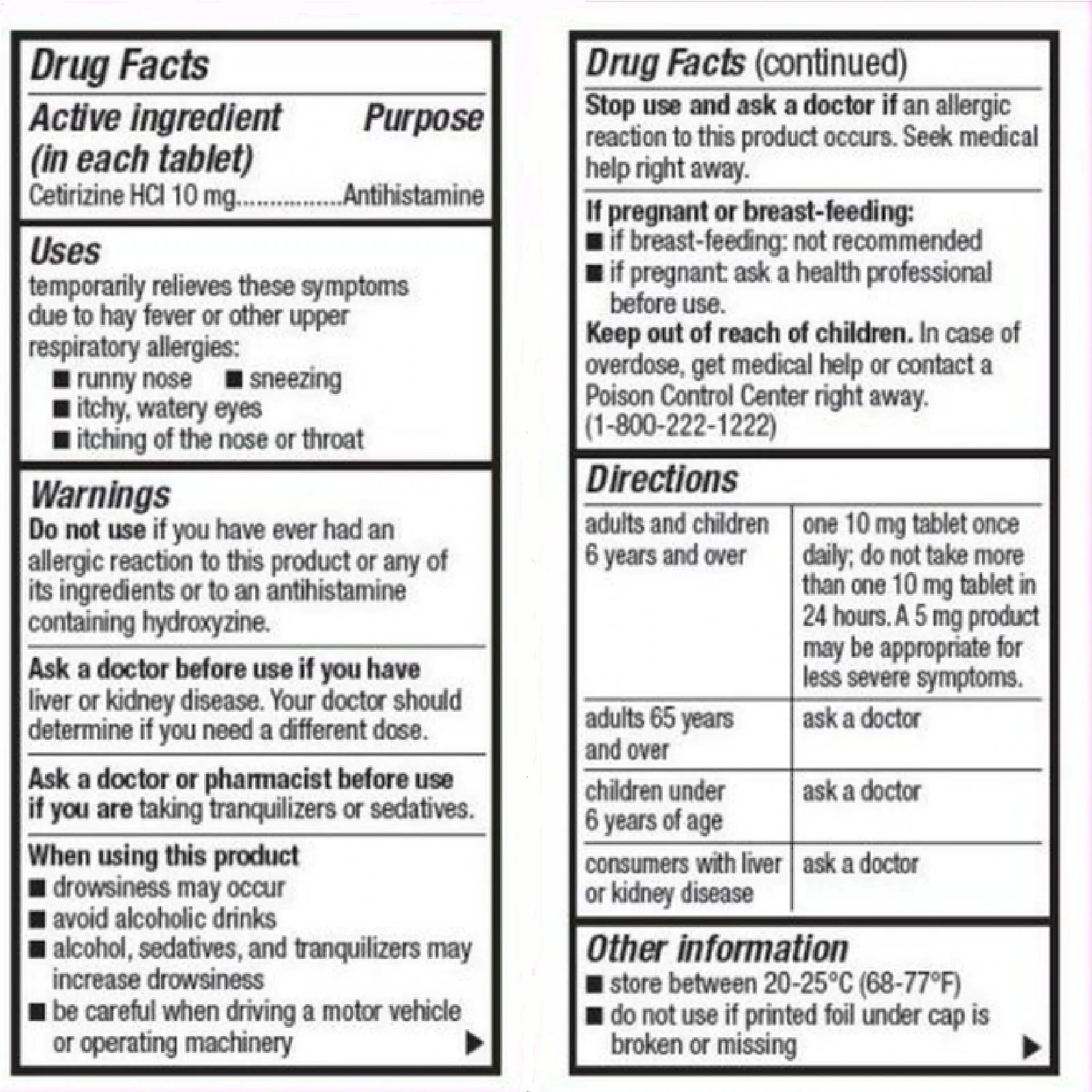 Perrigo Cetirizine Hydrochloride 10mg Antihistamine Allergy Laxative, 30 Tablets