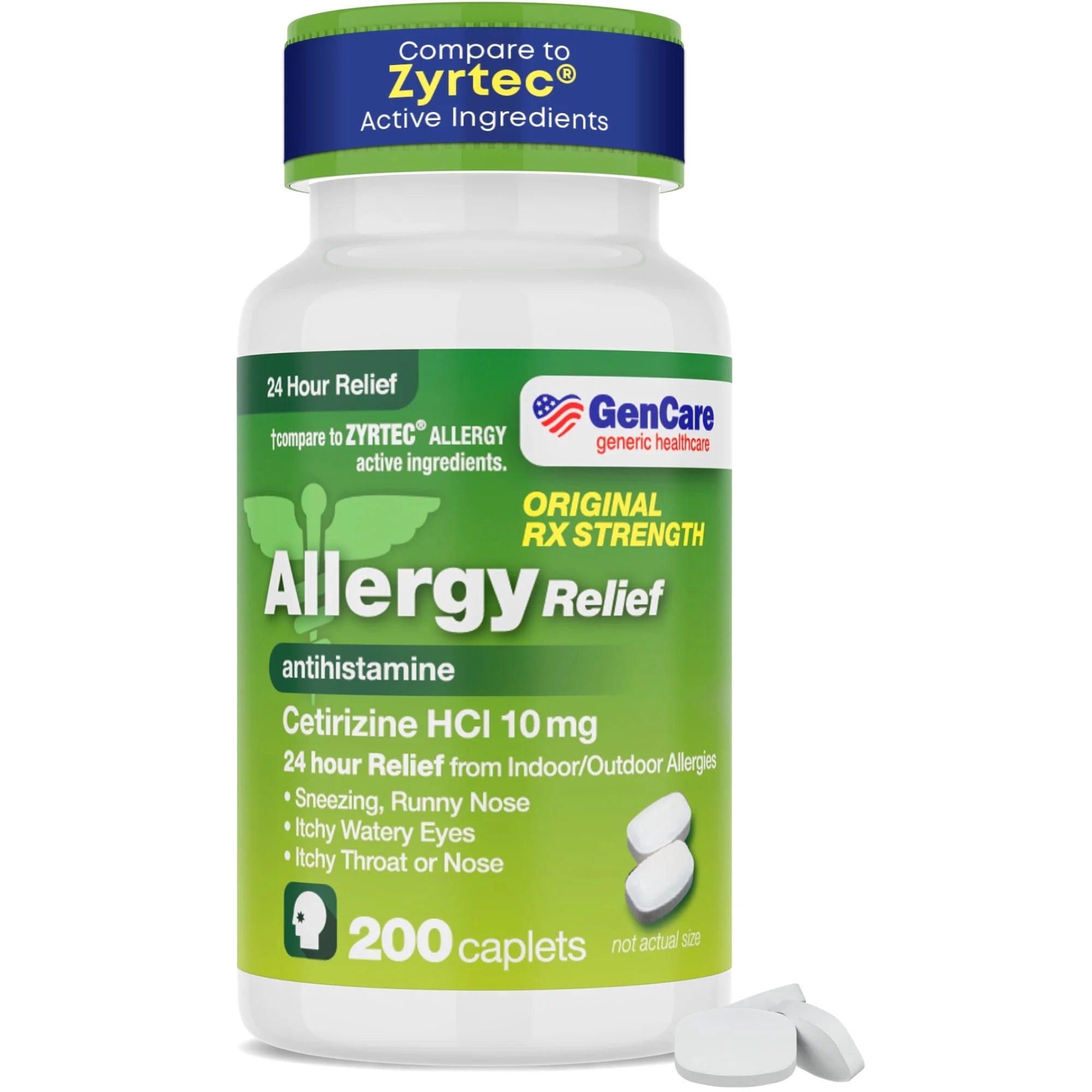 GenCare 24 Hour Allergy Relief Tablets Antihistamine Cetirizine HCl 10 mg