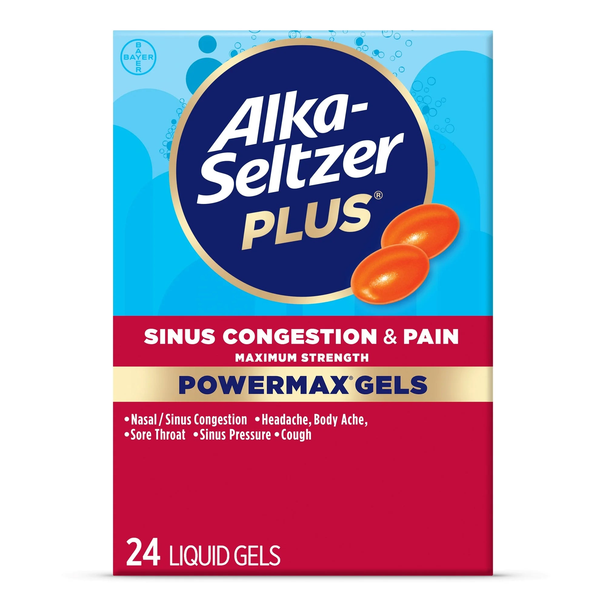 Alka-Seltzer Plus Powerfast Fizz Sinus Congestion & Pain Medicine, Effervescent Tablets, 24 Count