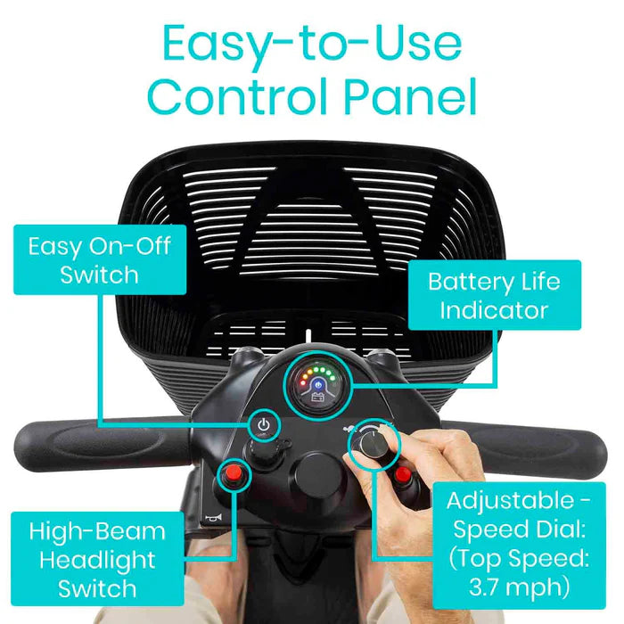 Vive 3 Wheel Mobility Scooter - Electric Long Range Powered Wheelchair