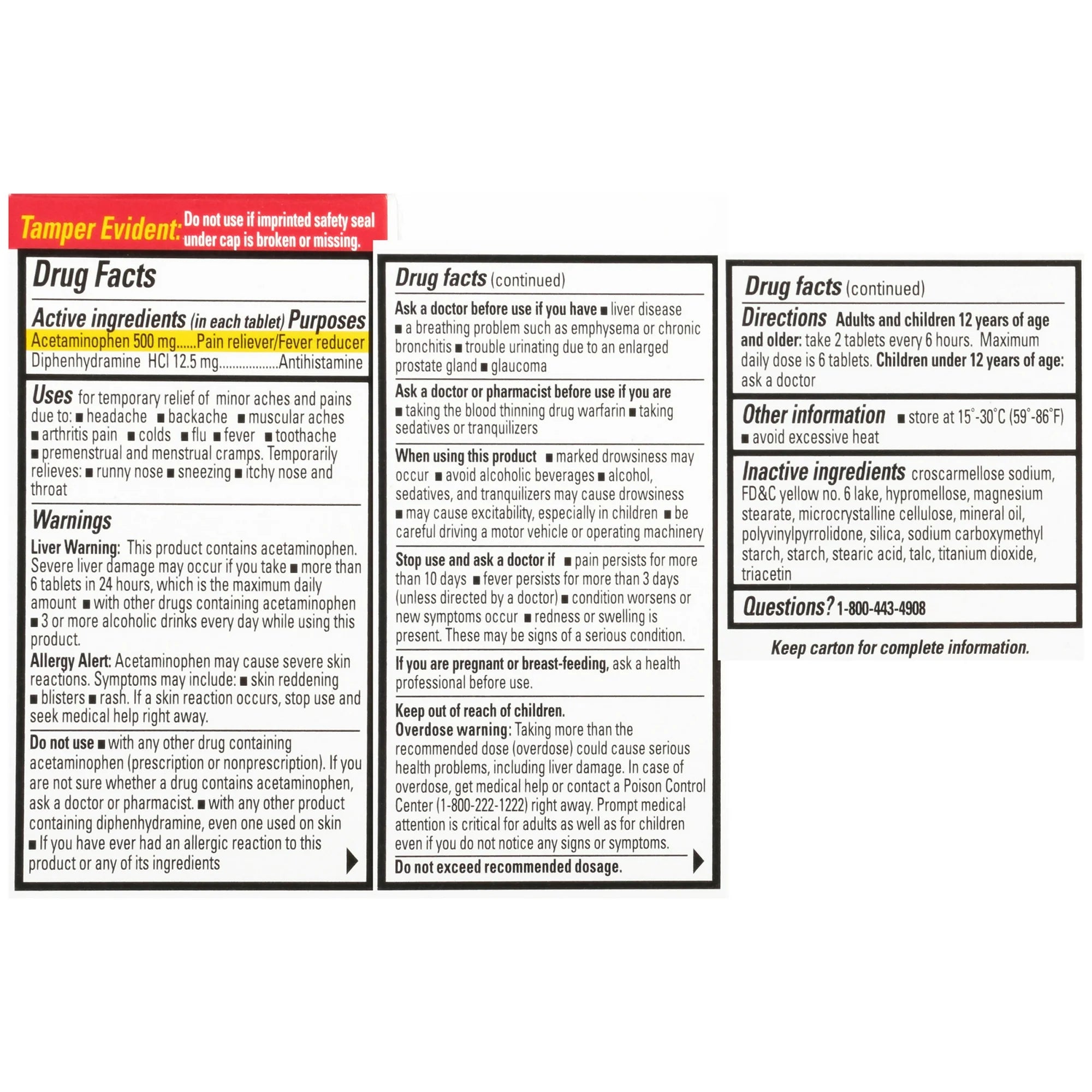 Percogesic Extra Strength Pain Relief, Aspirin Free Fast Acting Relief, Acetaminophen and Diphenhydramine, 40 Tablets