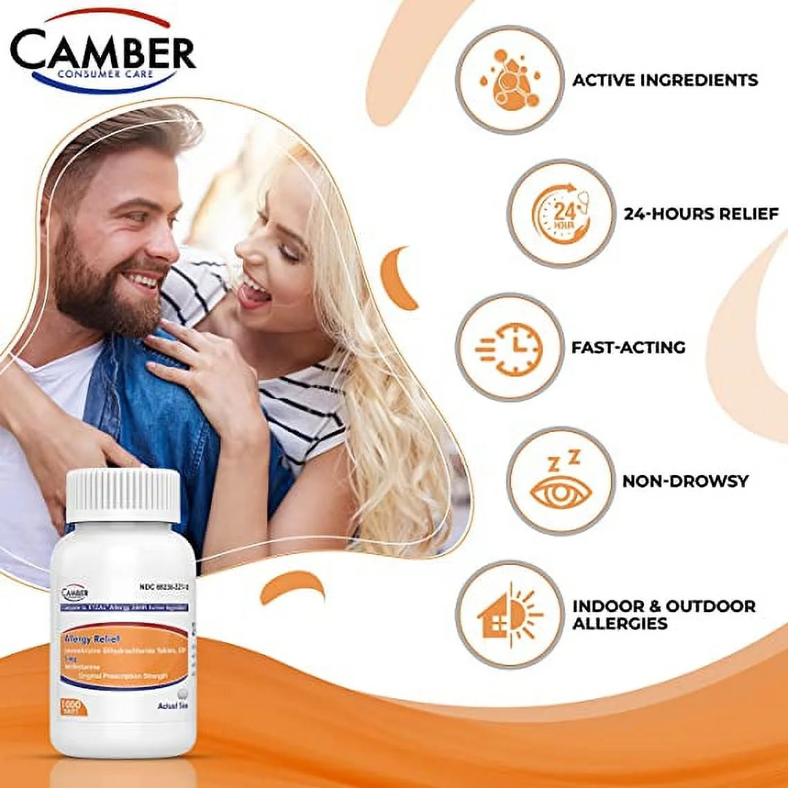 Camber Consumer Care 24hr Allergy Relief Levocetirizine Tablets, 5mg, 1000ct