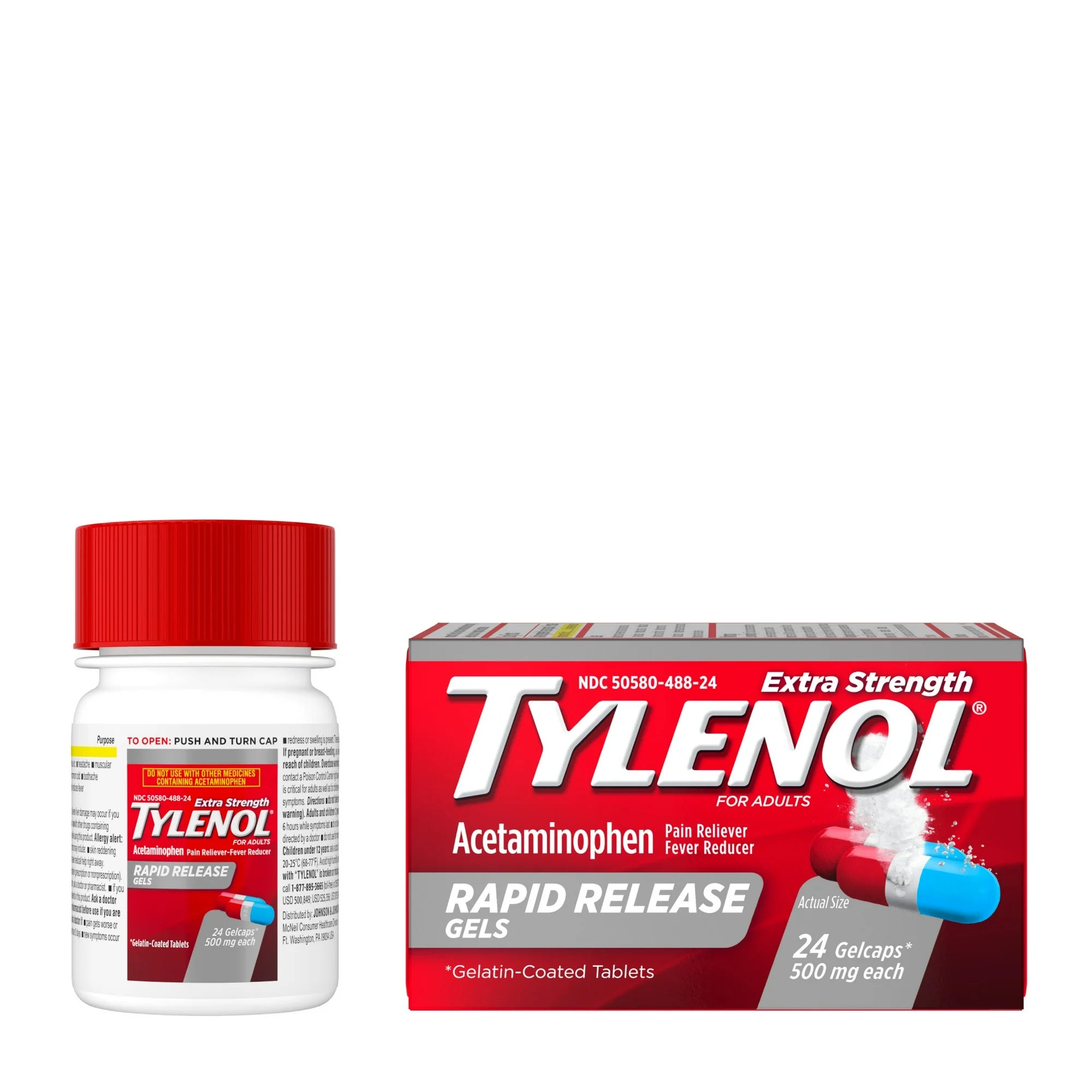 Tylenol Extra Strength 500 mg Acetaminophen Rapid Release Gels,