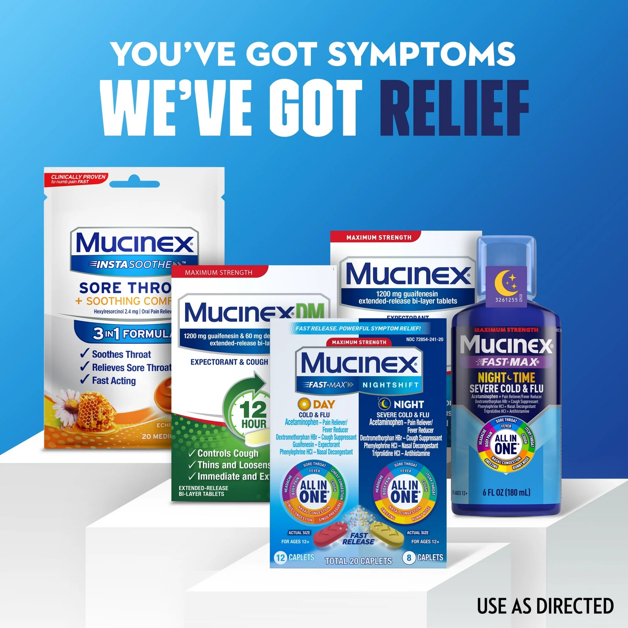 Mucinex Fast-Max Day Cold & Flu & Nightshift Severe Cold & Flu Medicine, Cough Relief, 20 Caplets