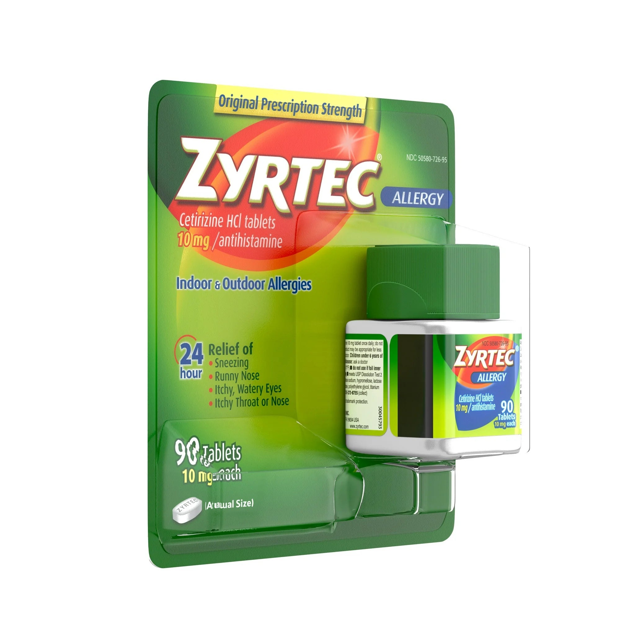 Zyrtec 24 Hour Allergy Relief Tablets with 10 mg Cetirizine Hci, 90 Ct