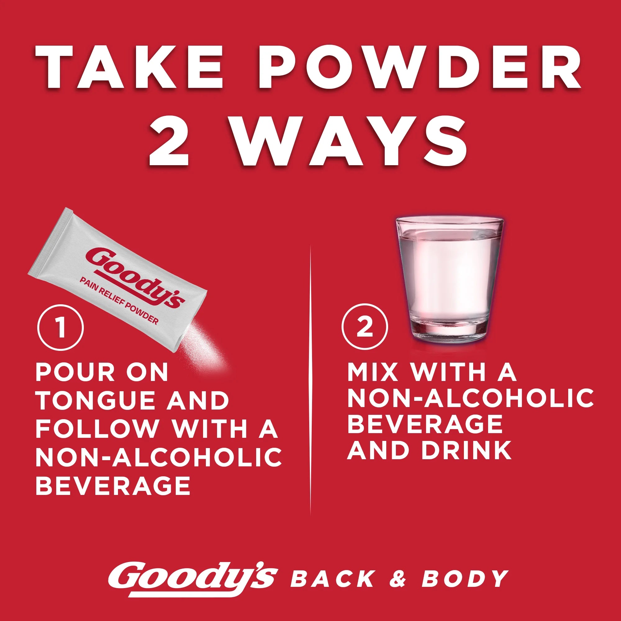 Goody's Back and Body Pain Relief Powder, Body Aches & Pains Relief, 24 Powder Sticks