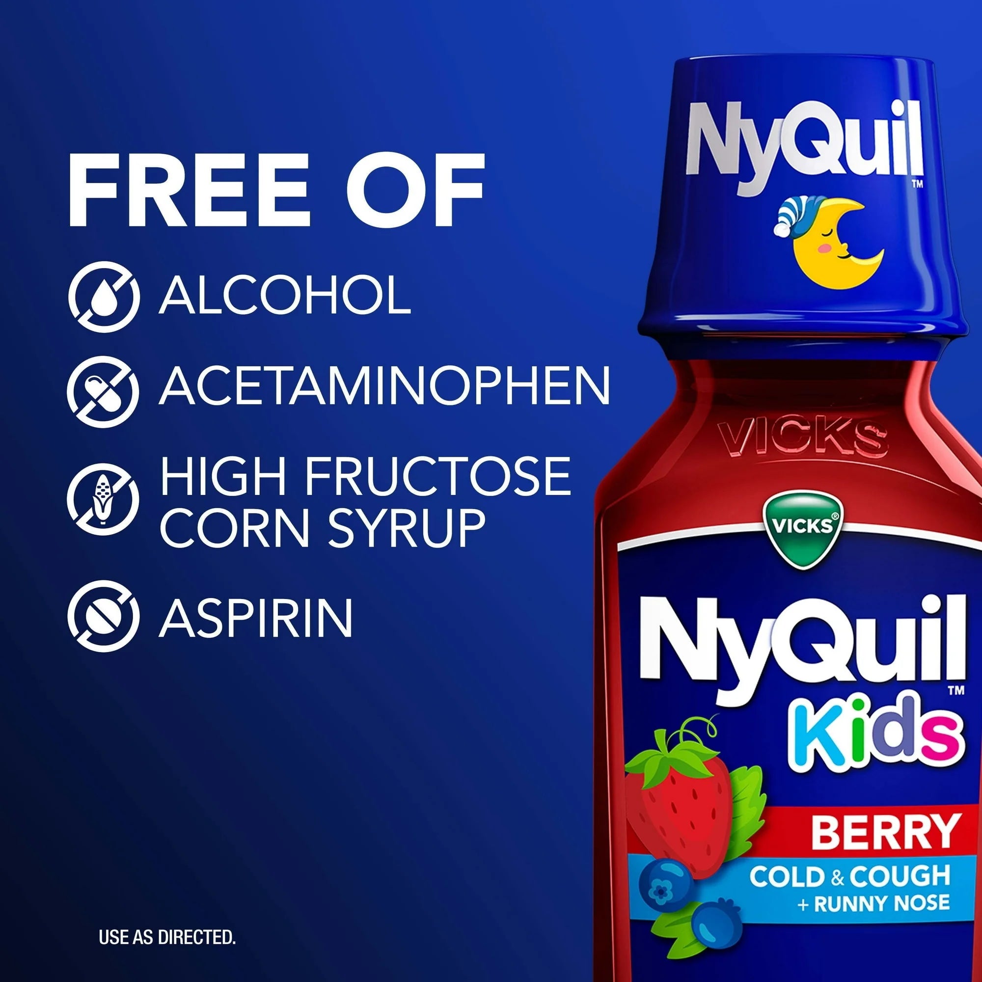 Vicks NyQuil Kids Cold and Cough Liquid, Cold Medicine for Children, Berry, 8 Fl oz