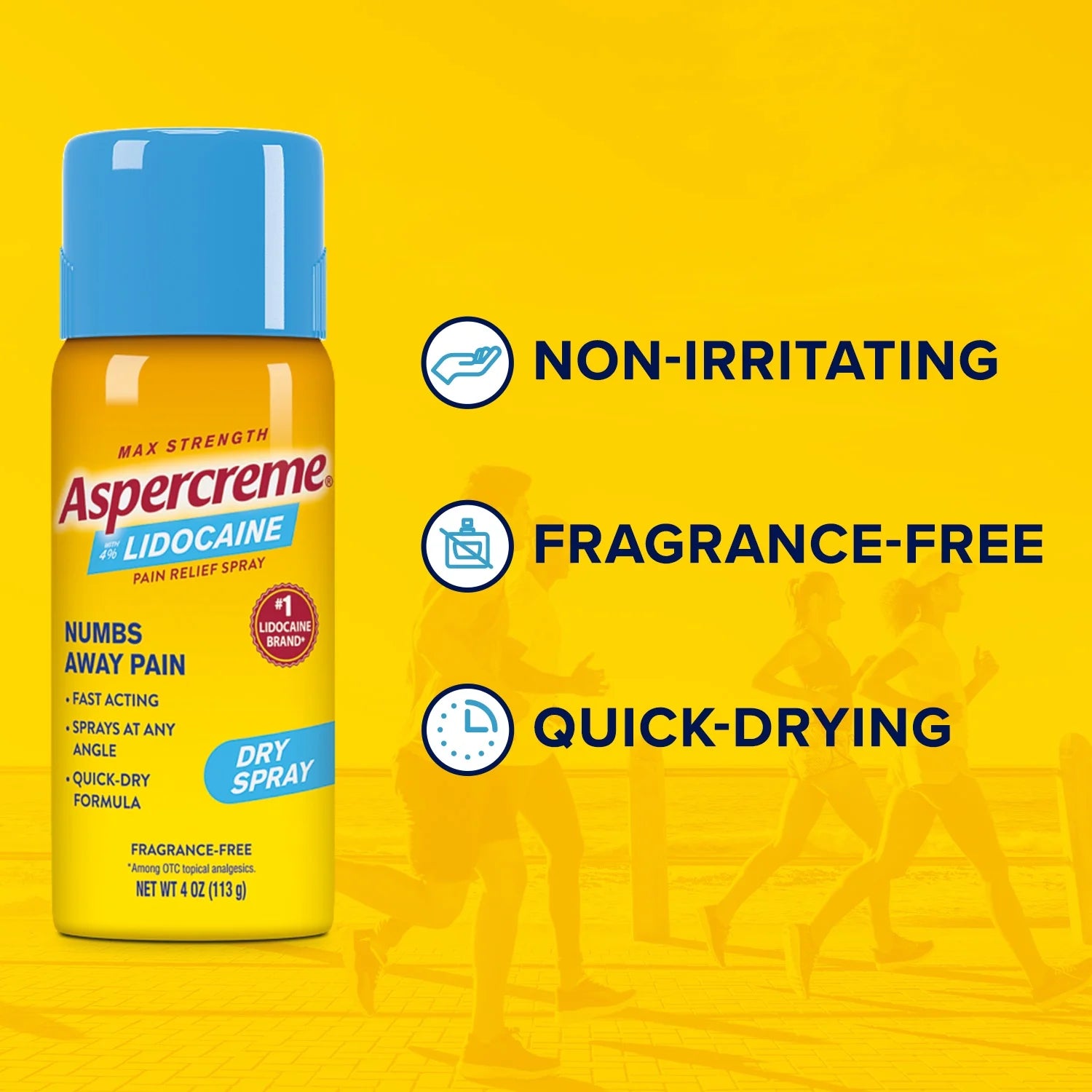 Aspercreme Max Strength Topical Numbing Pain Reliever Spray for Nerve Pain Relief, 4% Lidocaine, Odor Free, 4 oz