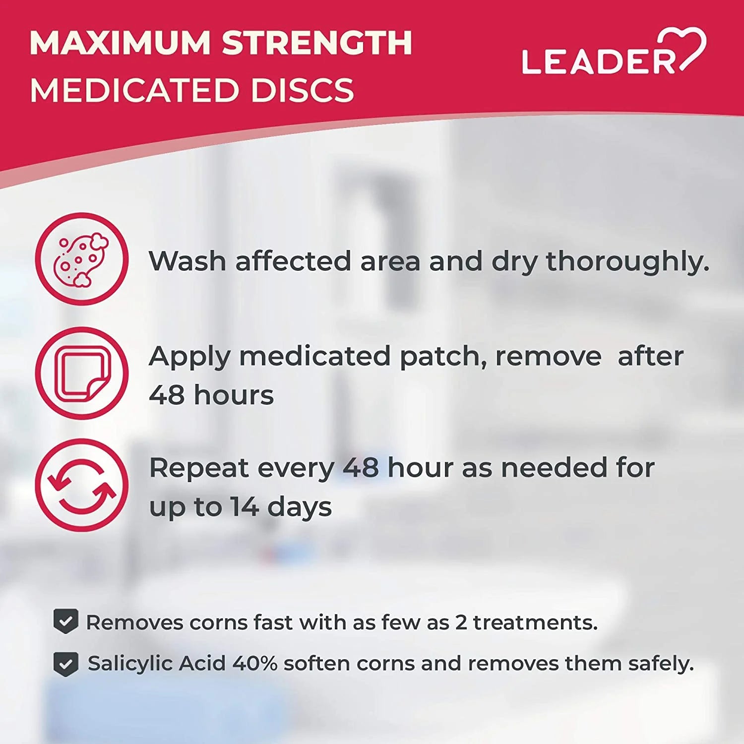 Leader Medicated Corn Remover with Salicylic Acid, 9 Pads, One Size, Cushion Type for Corn and Callus Removal
