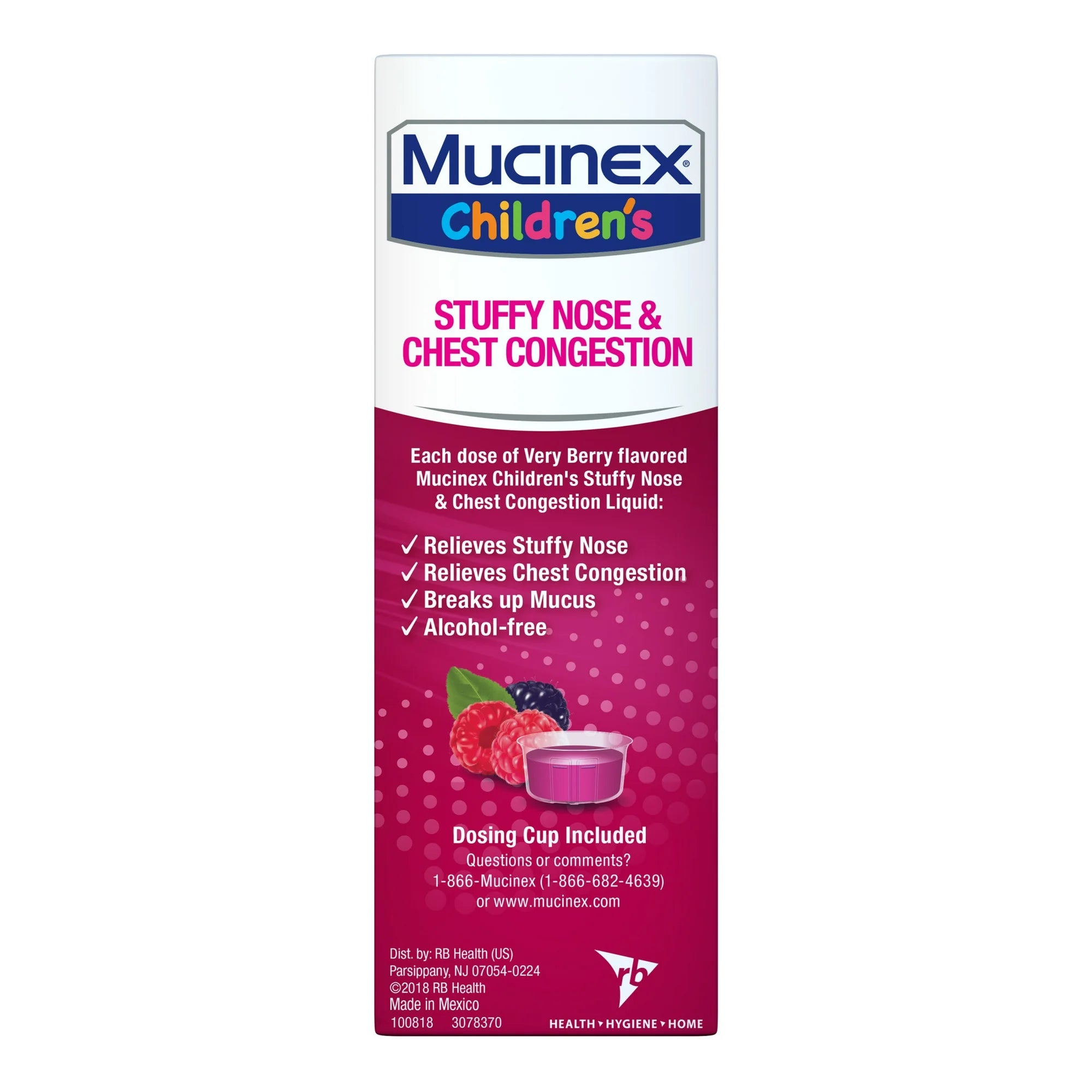Mucinex Children's Stuffy Nose & Chest Congestion Relief, Kids Medicine, Very Berry Flavor, 4 fl oz