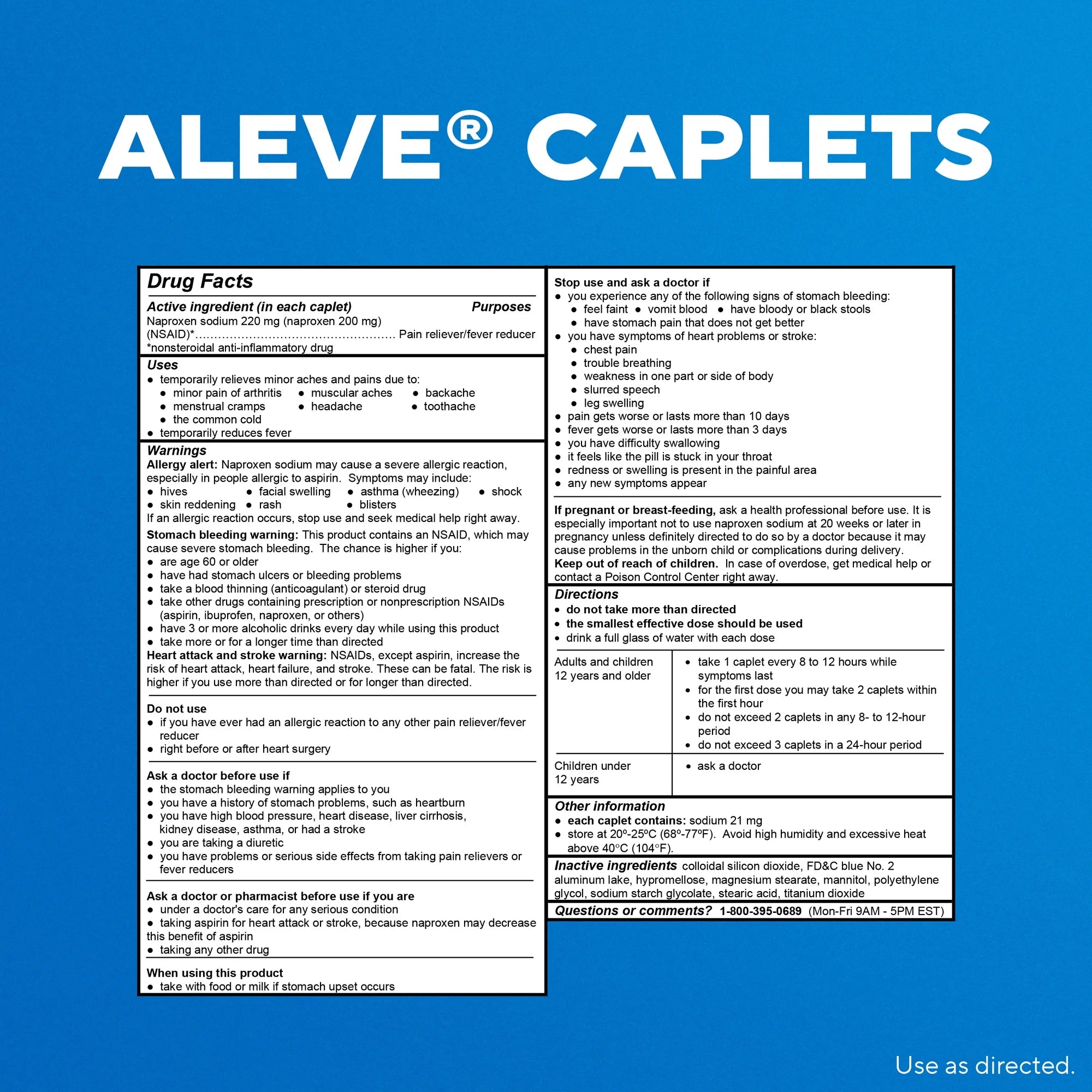 Aleve Caplets Naproxen Sodium Pain Reliever, 270 Count