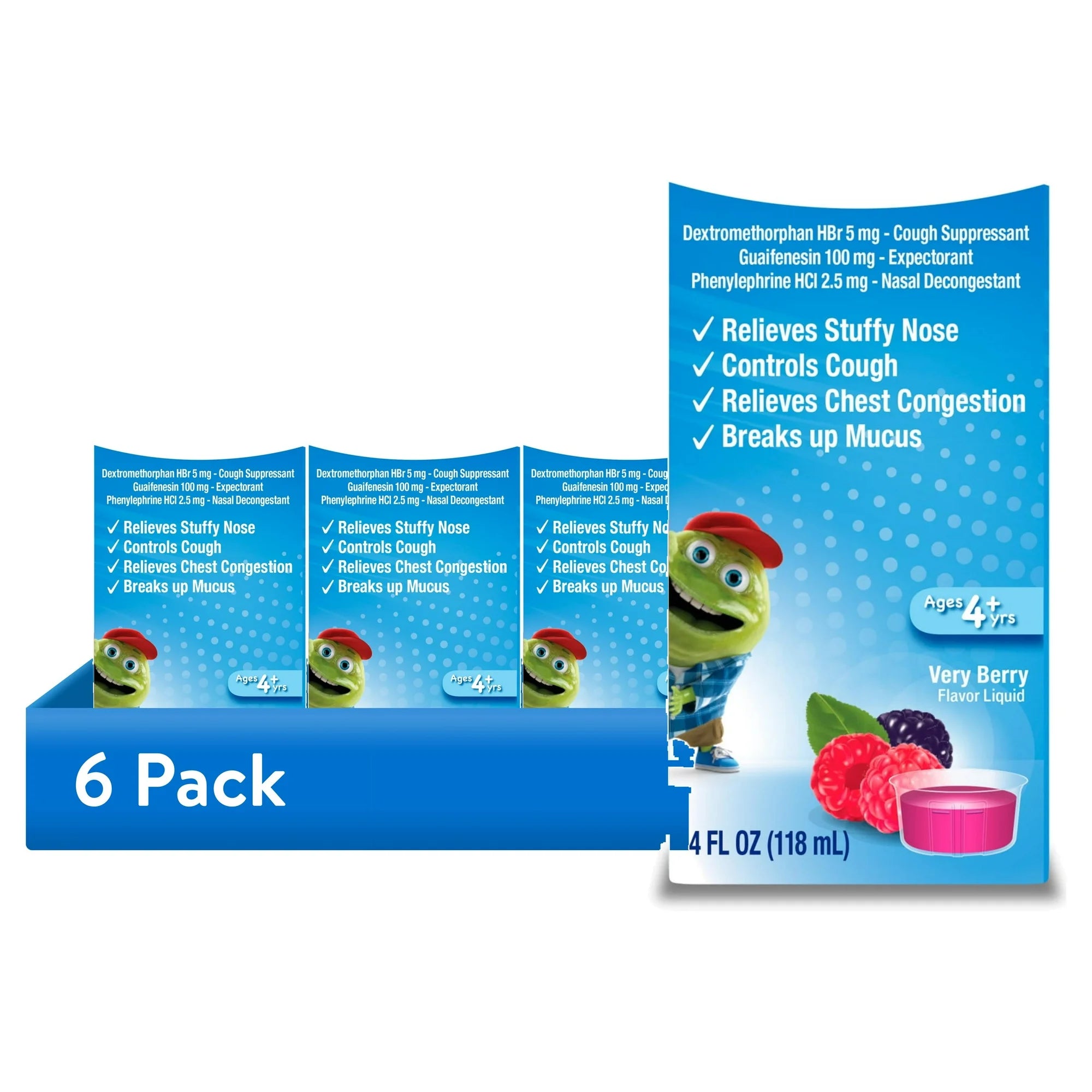 Mucinex Children's Cold & Cough Medicine, Expectorant for Kids, Very Berry Flavor Liquid, 4 fl oz